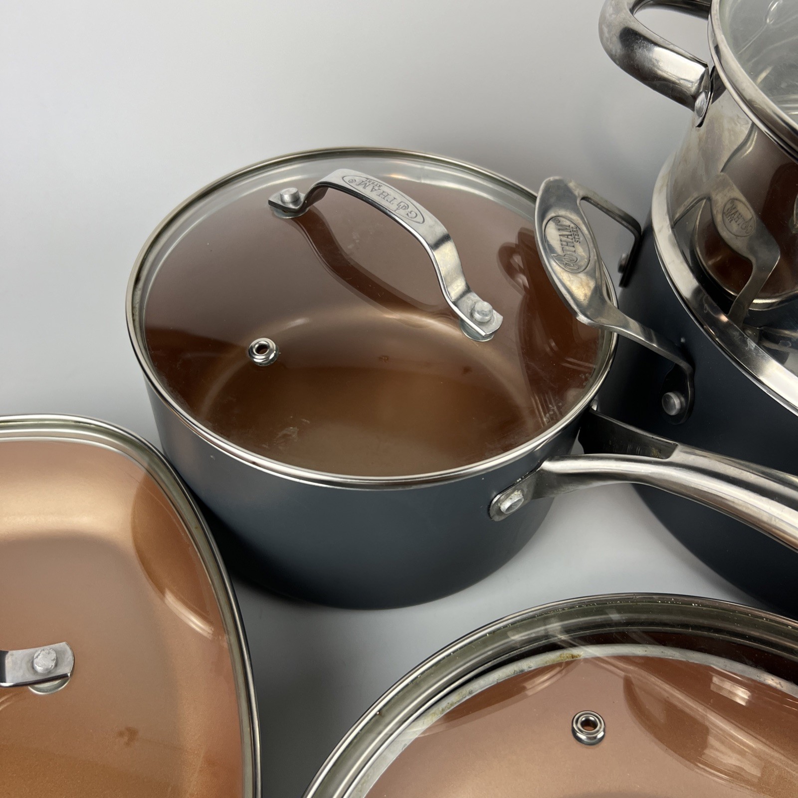 Gotham Steel 12 Piece Ceramic Nonstick Cookware Set Copper Preowned