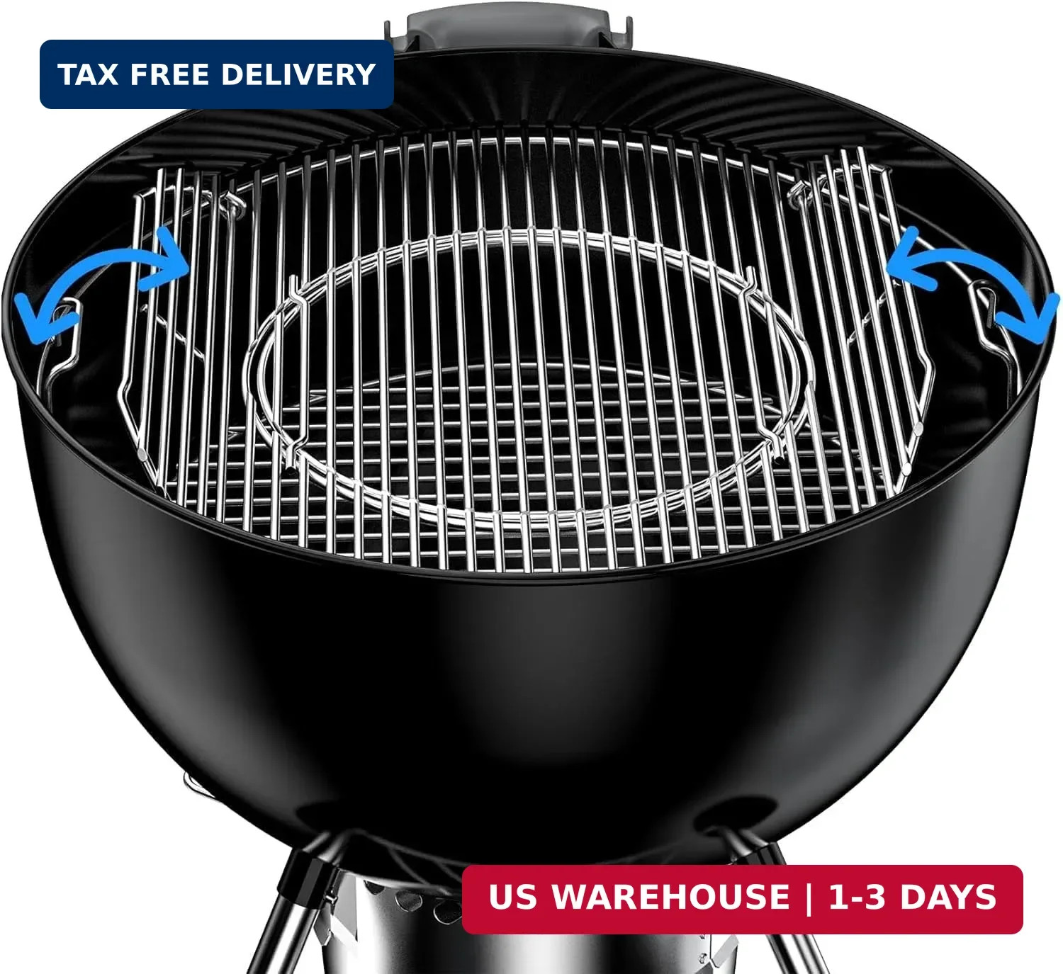Hinged Cooking Grate for Weber, 22.5 inch Charcoal Grills, Kettle, Performer, Ma