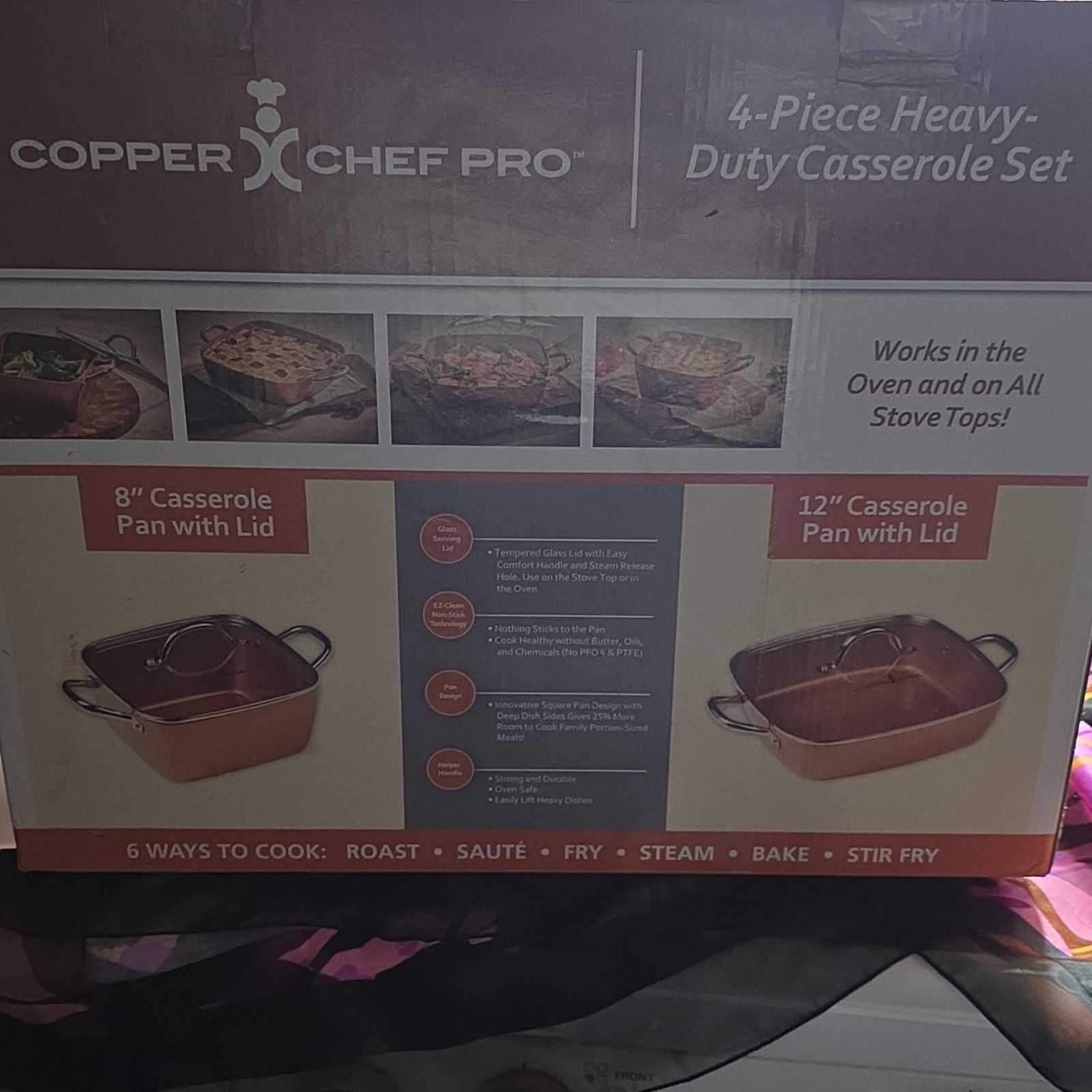 Copper Chef Non-Stick Oven Safe Casserole & Crisper Set, Metal, Copper, 6-Piece