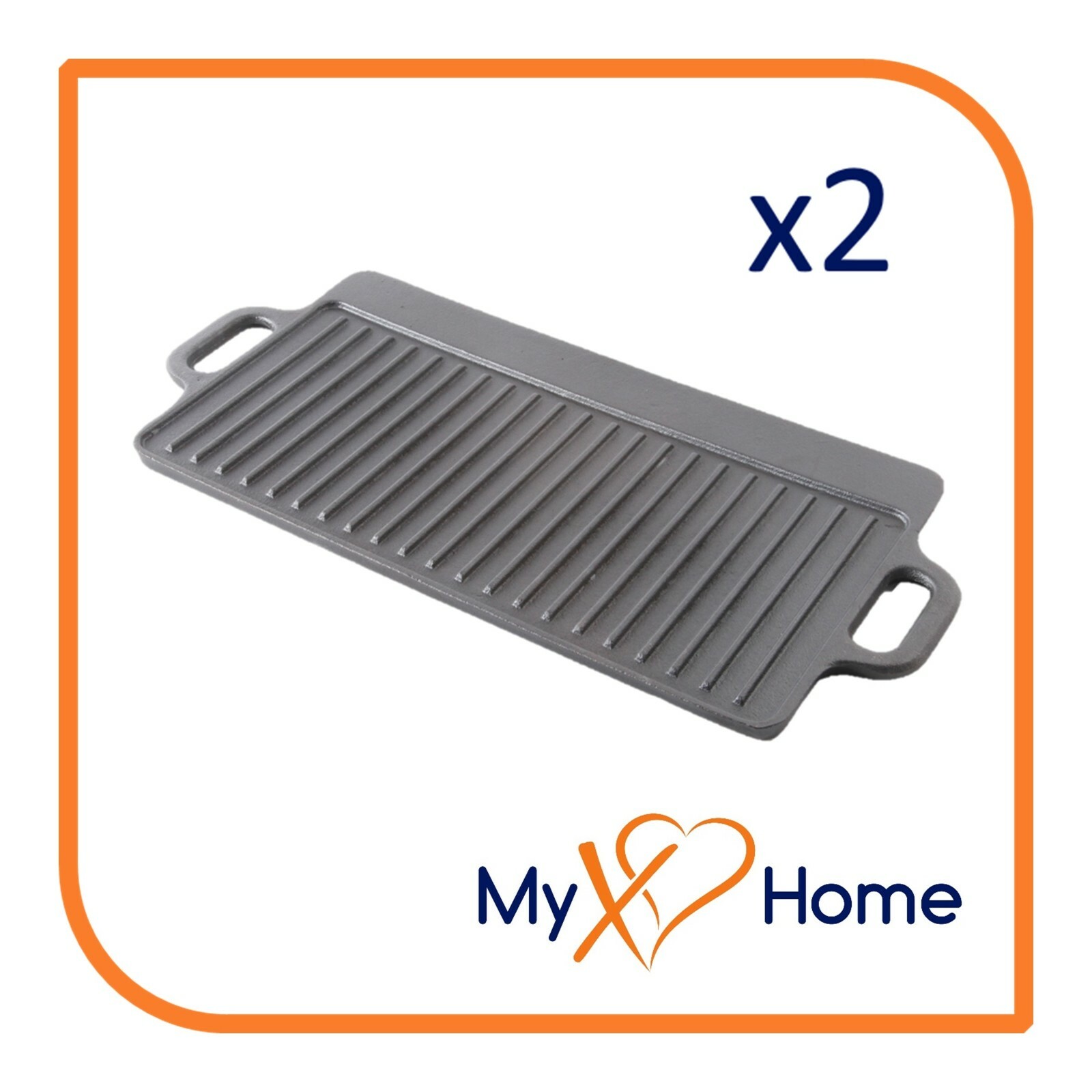 17″ x 9″ Reversible Cast Iron Griddle (2 Griddles) by MyXOHome
