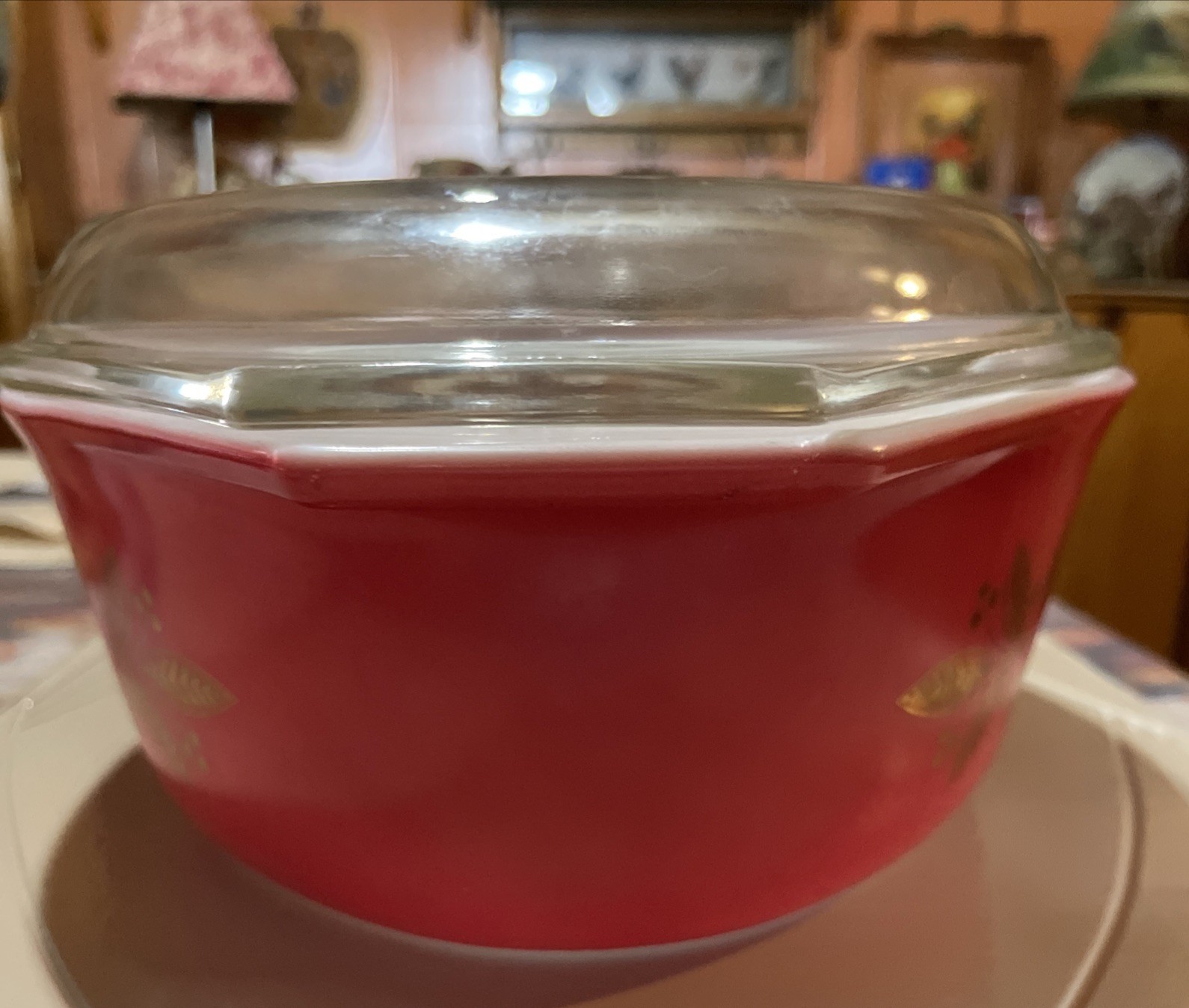 Vintage Pyrex Golden Poinsettia 045 2.5 Qt Oval Casserole Dish with Lid 945C