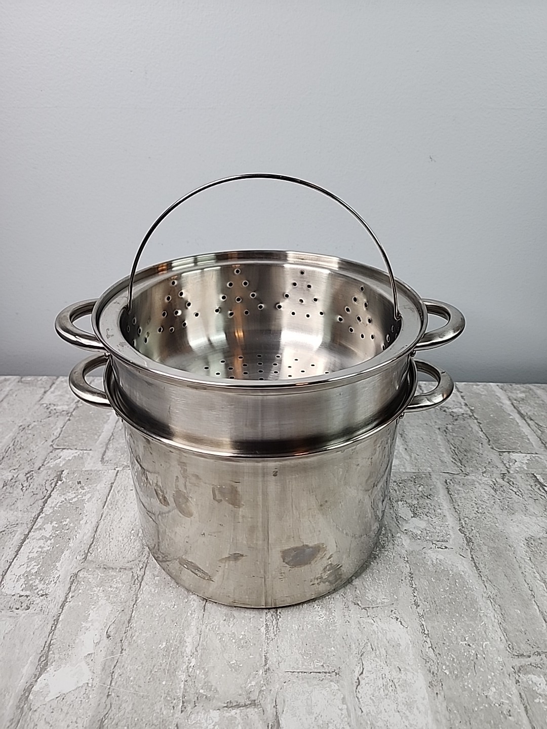 Fagor Stainless Steel 7 Qt Stock Pot & Strainer Inserts NO Lid 3 Pcs Induction
