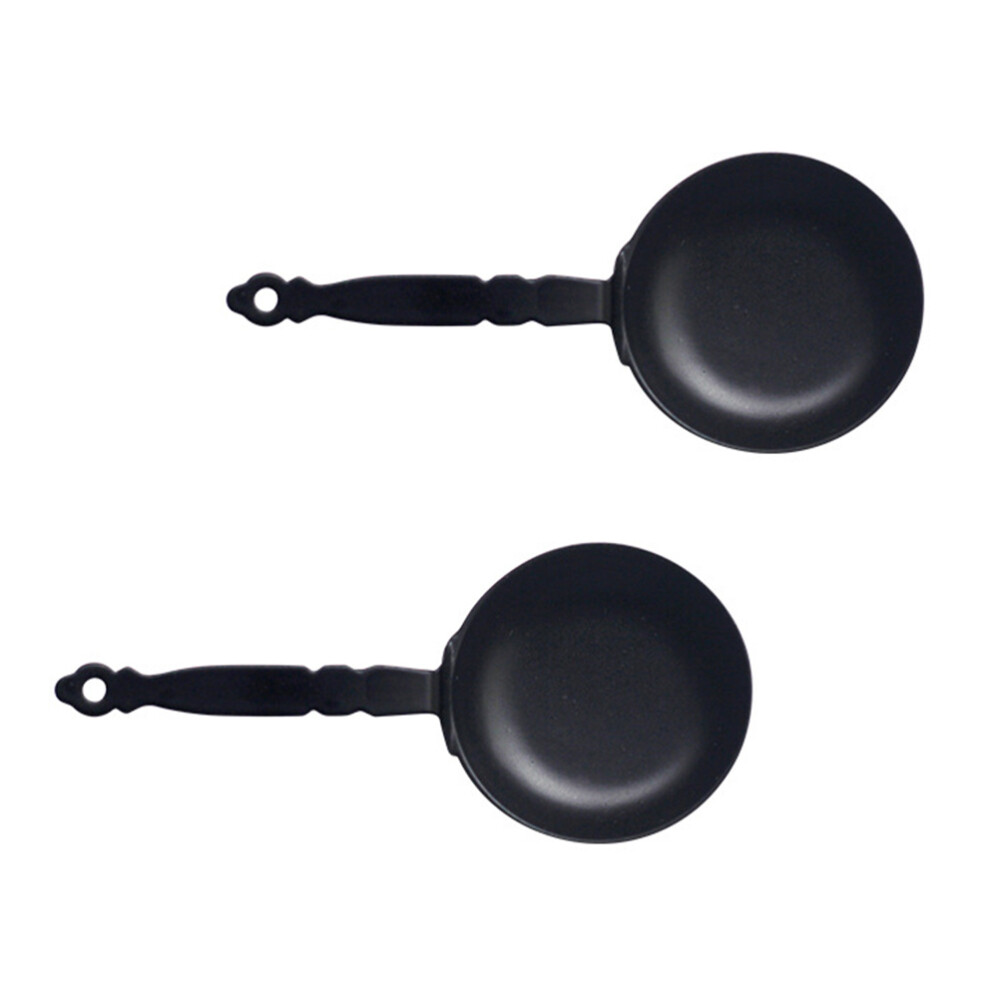 2PCS Miniature Cookware Pretend Play Frying Pan Miniature Cast Iron Skillet