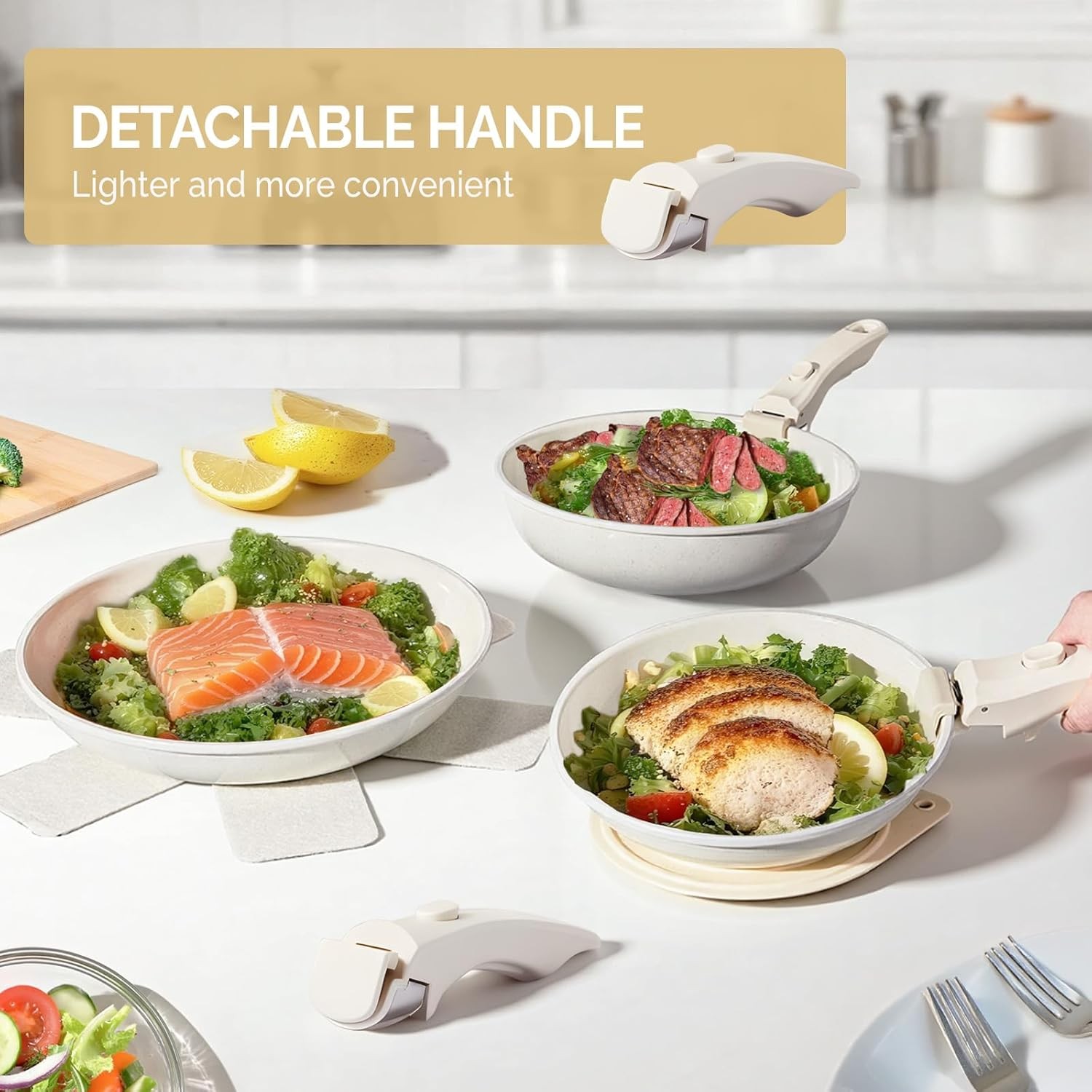 All-in-One Nonstick Kitchen Set, 19 Pieces Pots, Pans, Lids & Detachable Handle