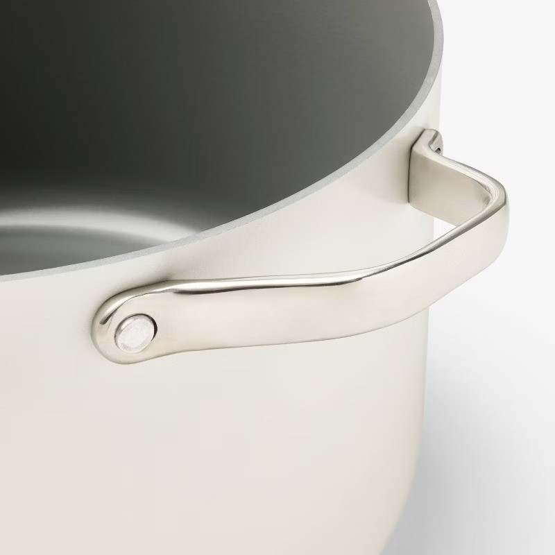 12qt Nonstick Ceramic Coated Aluminum Wide Stock Pot Cream –