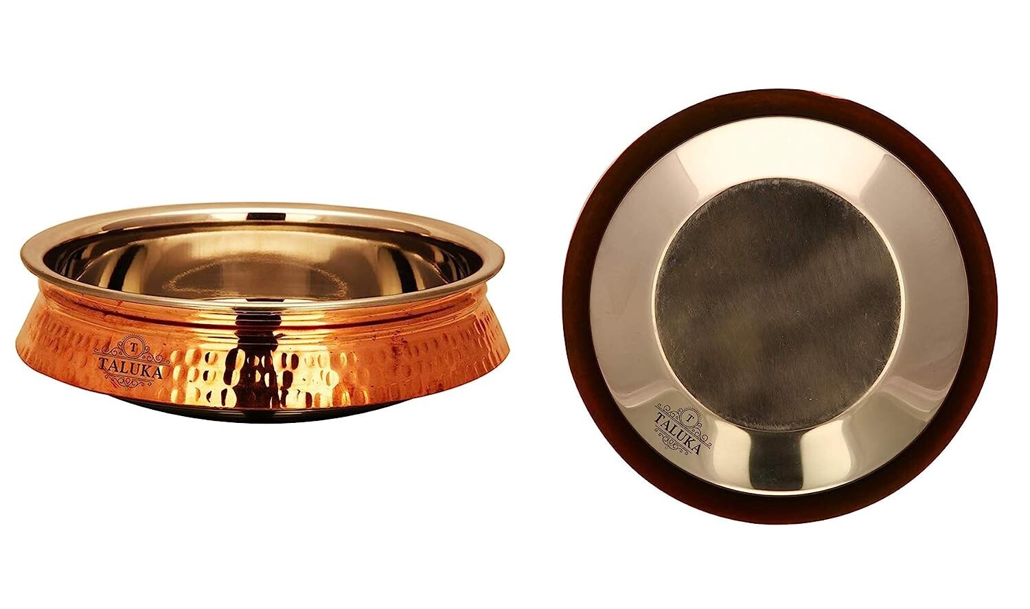 Stainless Steel & Copper Handmade Induction Friendly Cooking Dish (2.5 Liter)