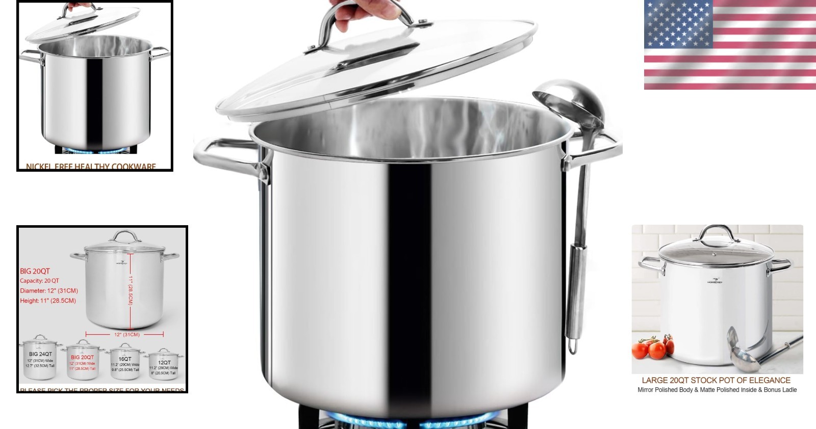 20QT Stockpot – Healthy Stainless Steel Cookware
