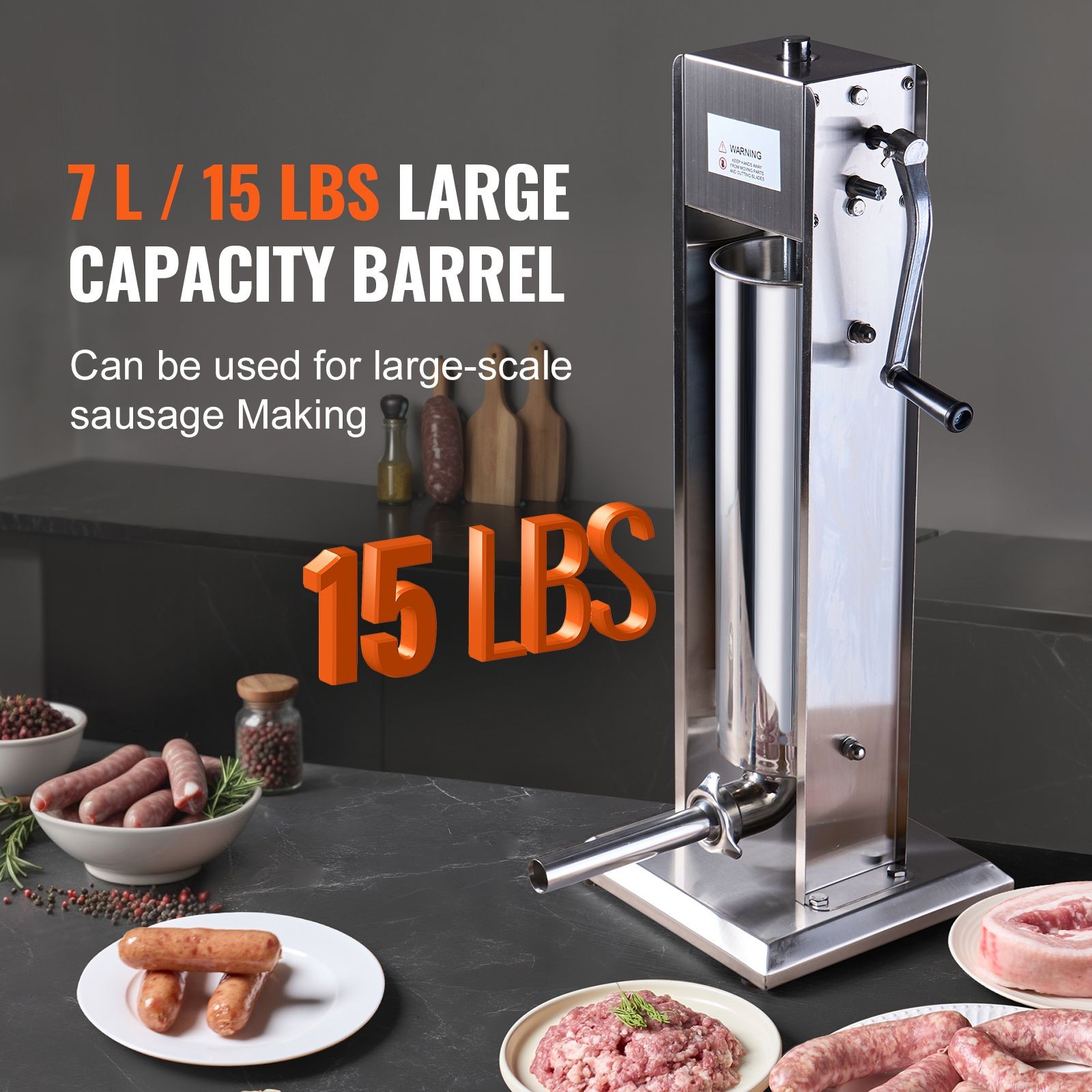 Commercial 7/15lbs 304SS Sausage Stuffer