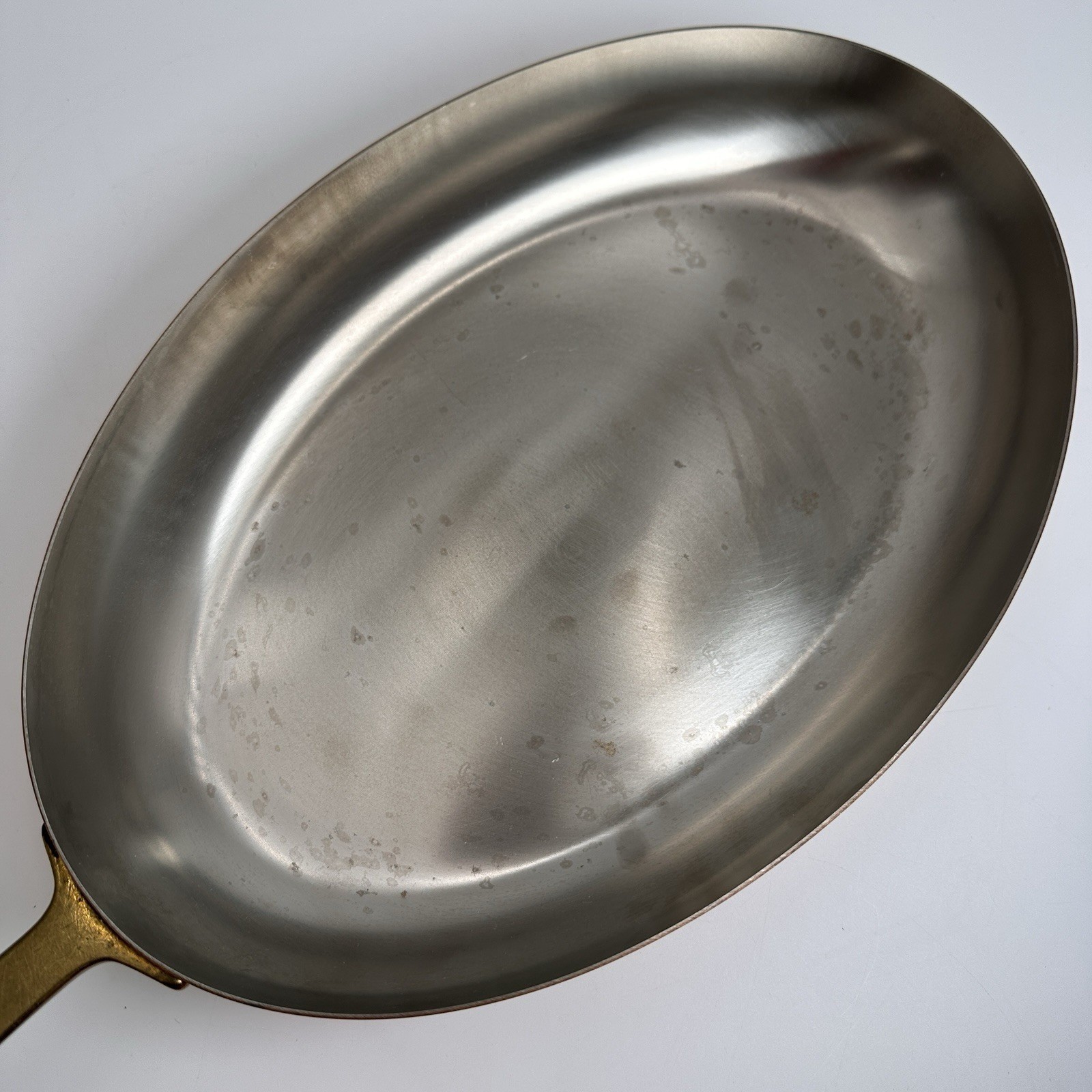 Paul Revere 1801 Oval Fish Copper Skillet Large Brass Handle Pan USA Vintage