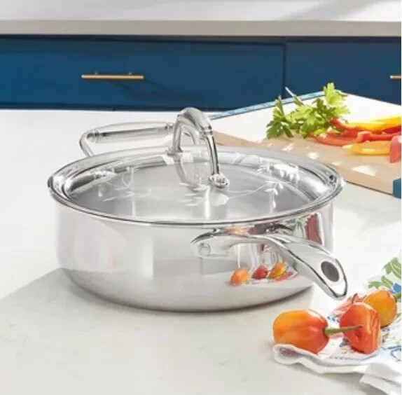 Princess House Heritage Tri-Ply Stainless Steel 10″/25.4 Saute Pan (10835) New!