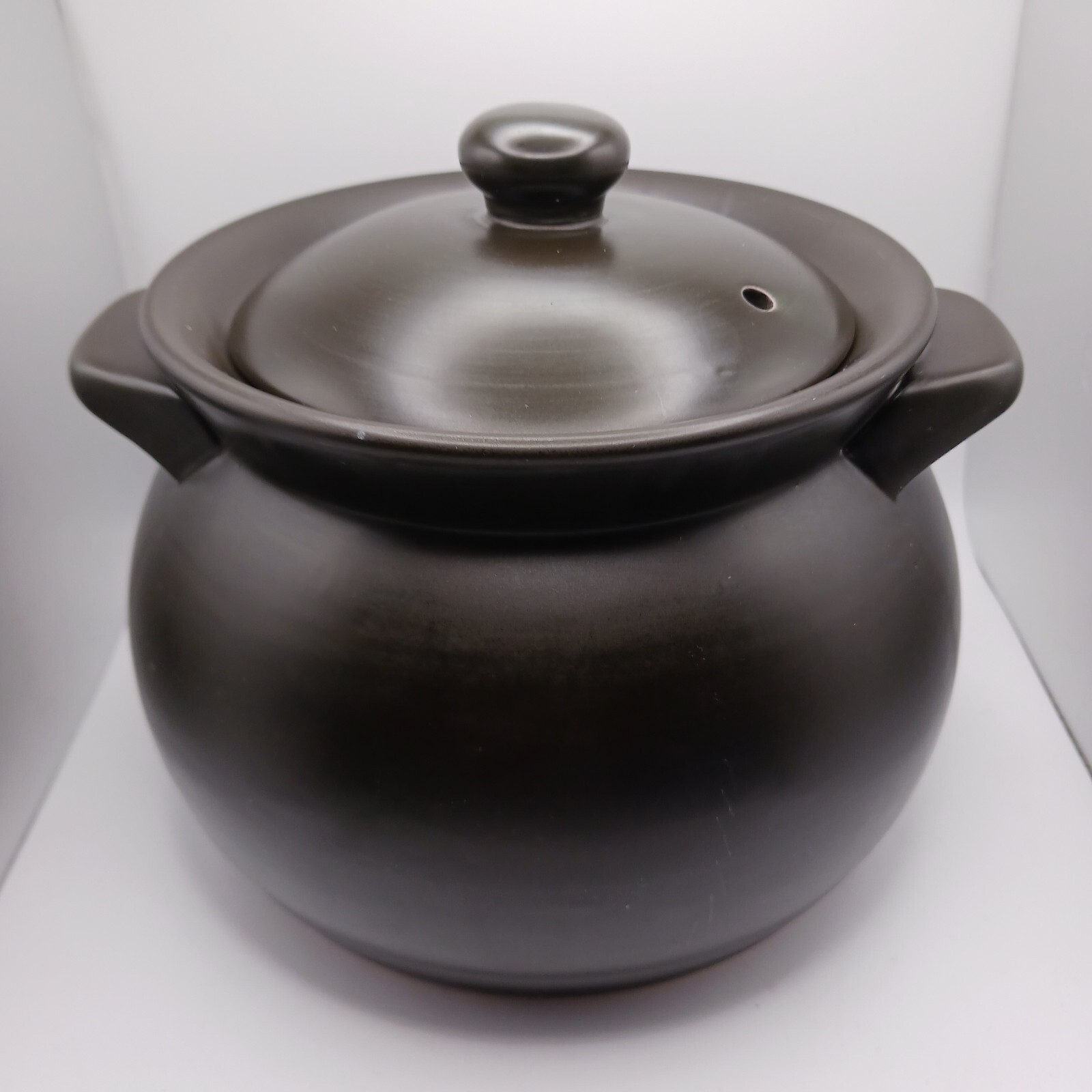 Black Ceramic Lidded Pot Couldron Stew Rice Cooker Halloween Decor No Chips 3+lb