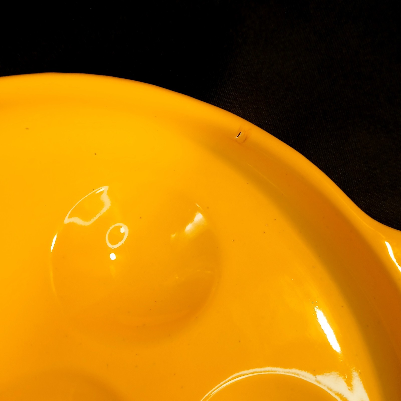 🌼 Vintage Yellow Enamel Steel Escargot Plates Japan Set 4