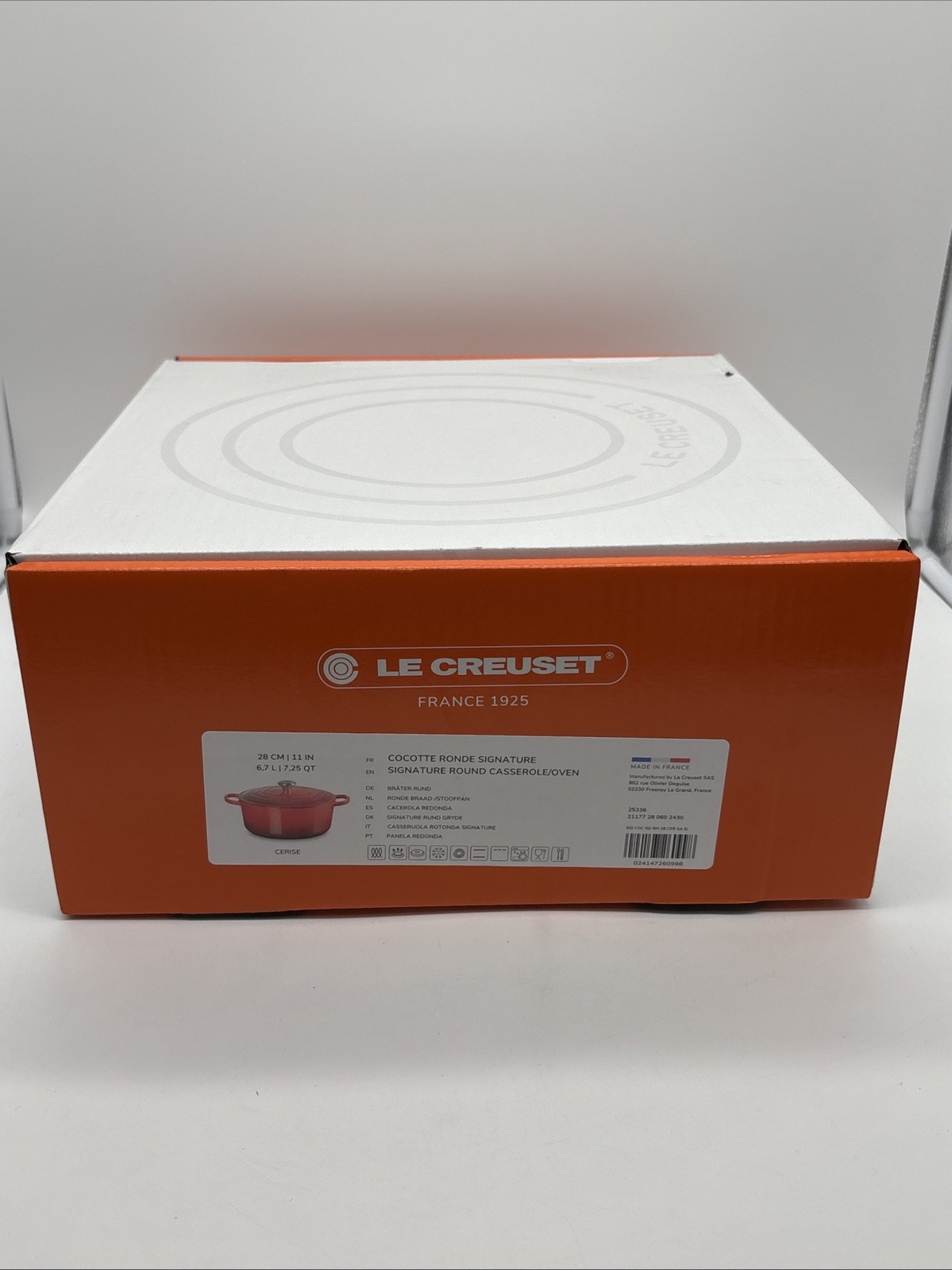 Le Creuset Signature Round Casserole Dutch Oven 7.25 Qt Cast Iron Cerise Red-NEW