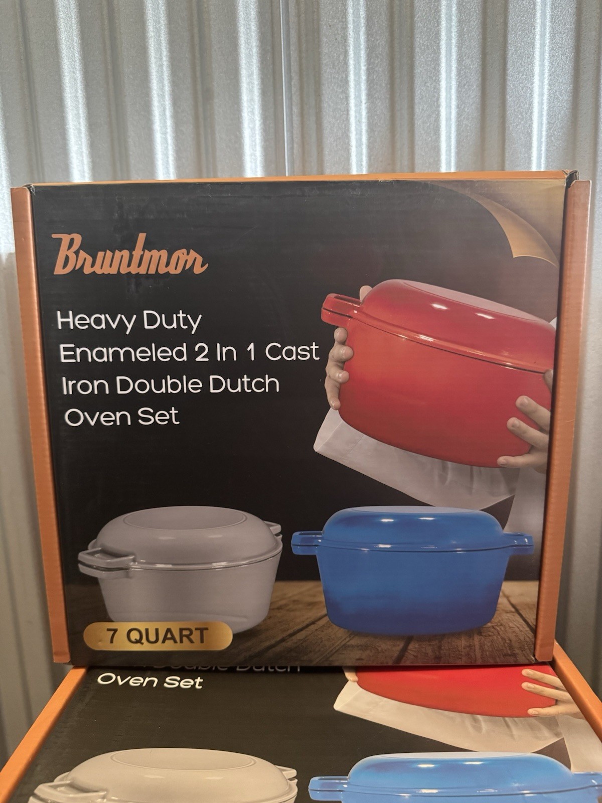 [FREE SHIP] NEW Bruntmor 7QT Dutch Oven 2-in-1 Skillet – Enameled Cast Iron RED