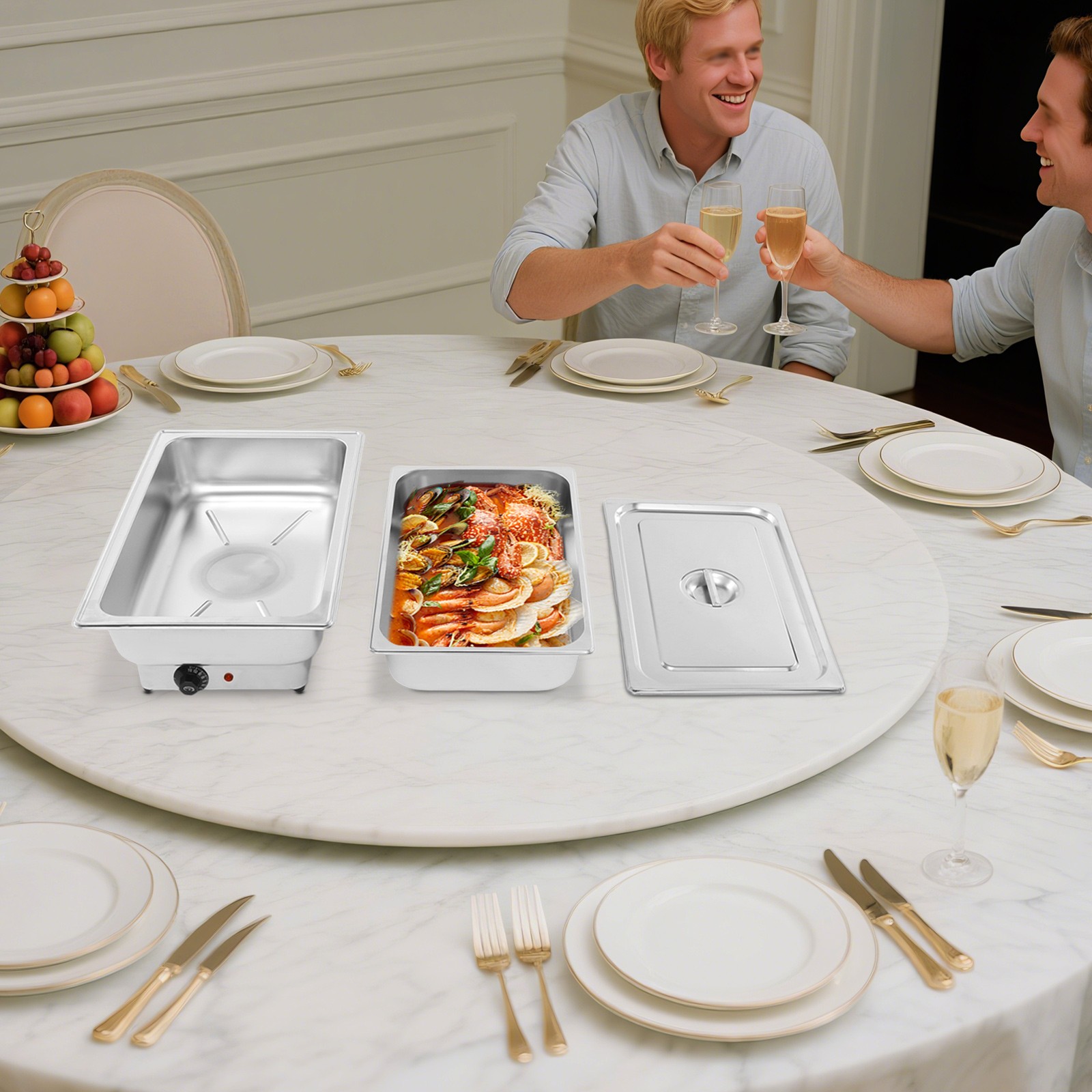 600w Catering Buffet Servers,13.5l Dining Stove,chafing Dishes For Buffet Silver