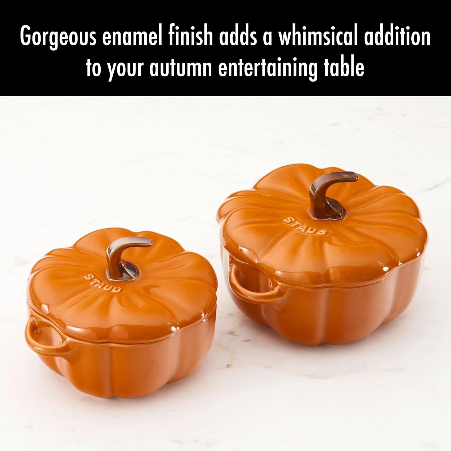 Ceramic 16-oz Petite Pumpkin Cocotte – Burnt Orange