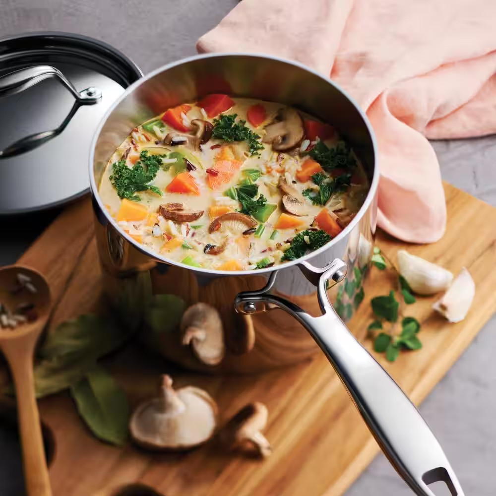 Gourmet Tri-Ply Clad 2 Qt. Stainless Steel Sauce Pan with Lid