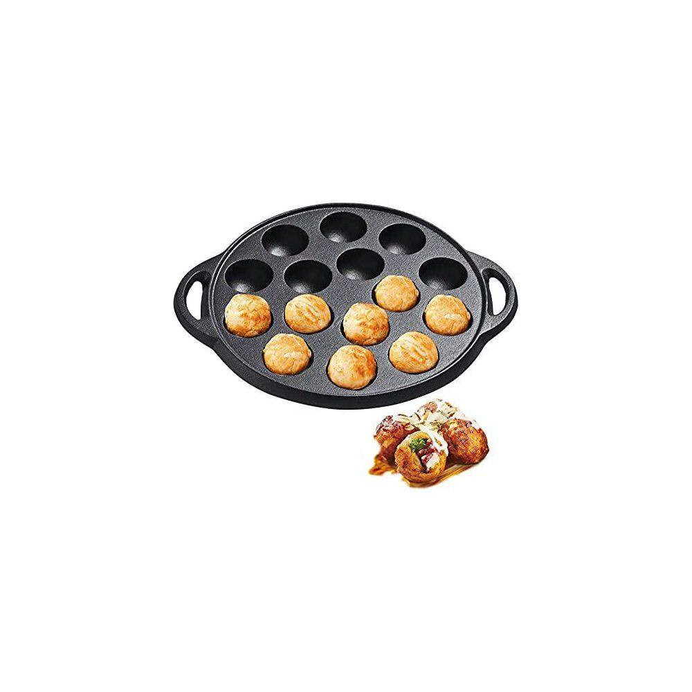 Non-Stick Takoyaki Pan, 1.5 In. Dia Pre-Seasoned Cast Iron Octopus Ball Grill, S