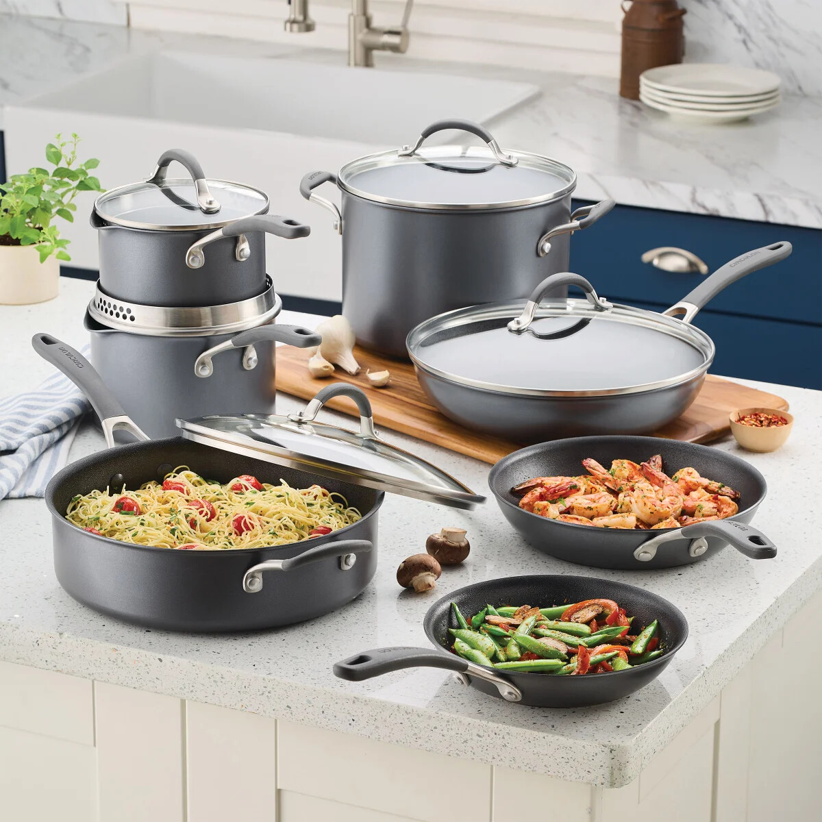 Circulon 11 Piece Non-Stick Cookware Set, A1 Series Scratchdefense, Aluminum NEW