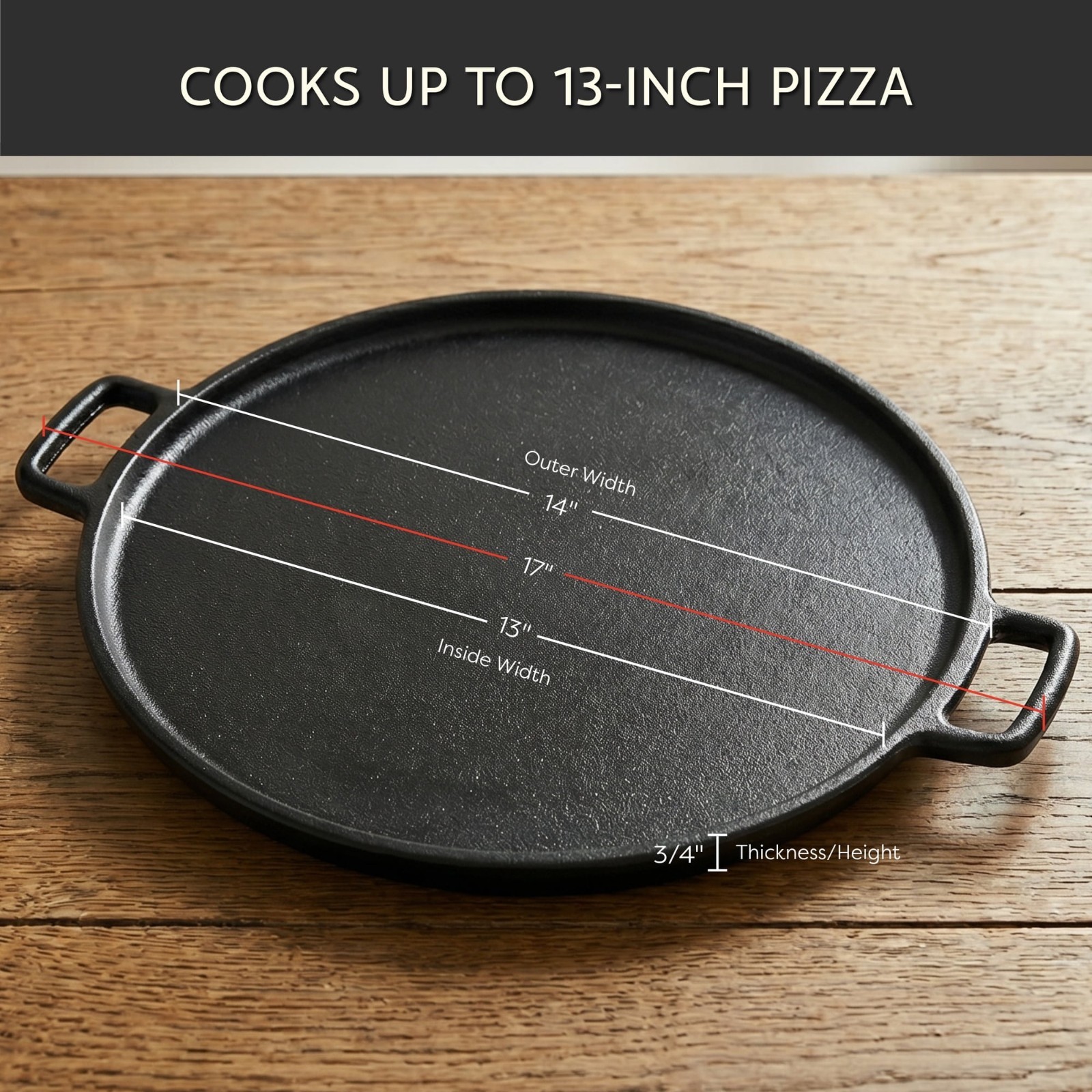 Pizza Pan Cast Iron Skillet Kitchen Cookware Frying Baking Cooking14 Black