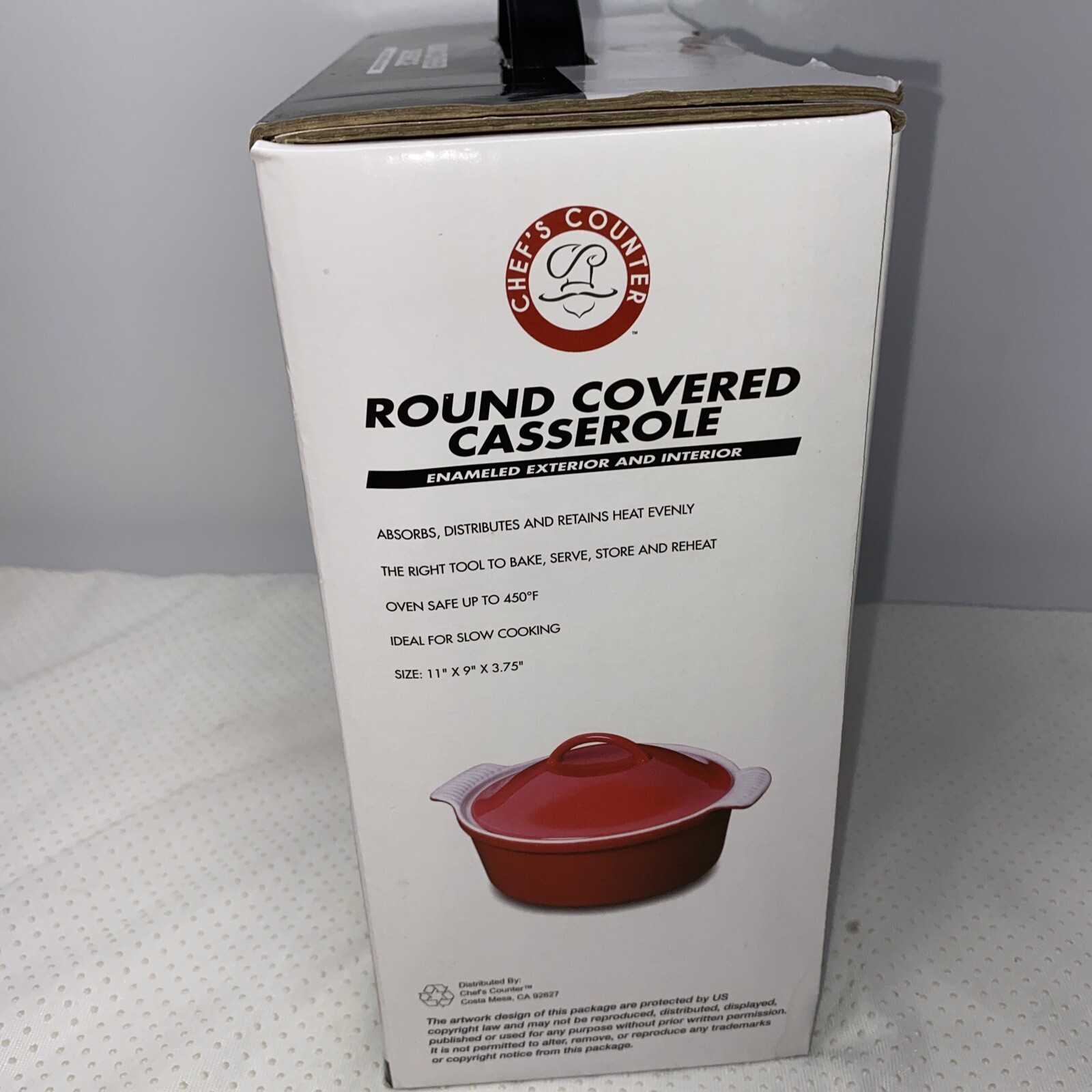 Chef’s Counter 2QT Round Covered Casserole Dish RED NEW