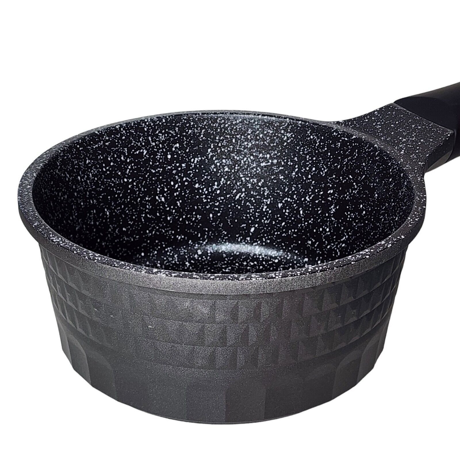 D&W Premium Cookware 6.3in Saucepan Casserole Nonstick With Lid 1.4Qt Black