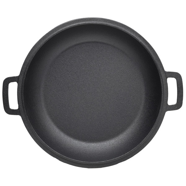 2 in 1 Cast Iron Stock Pot Dual Handles Multi Purpose Braiser with Griddle Lid