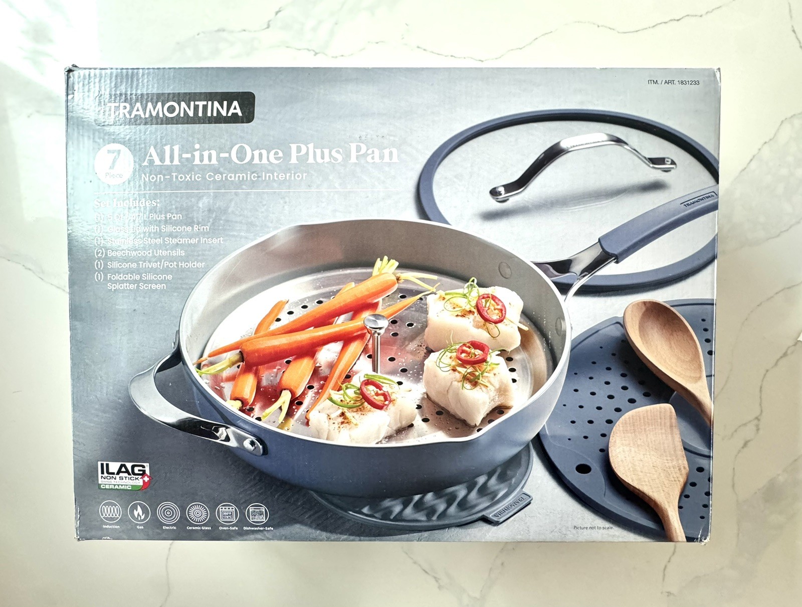 Tramontina Ceramic Nonstick All In One Plus Pan 7 Piece Set – Blue