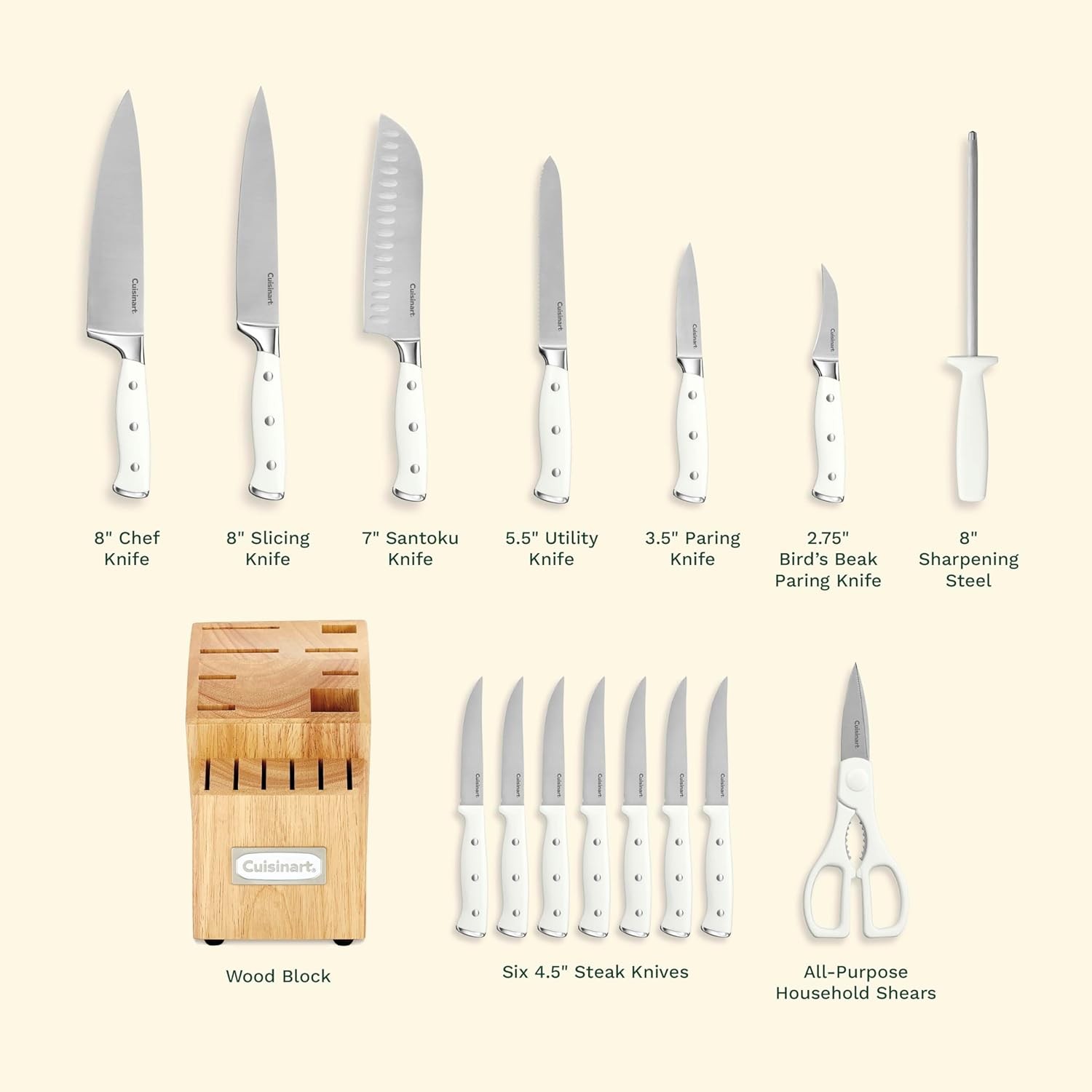 15-Piece Knife Set with Block, High Carbon Stainless Steel, Forged Triple Rivet