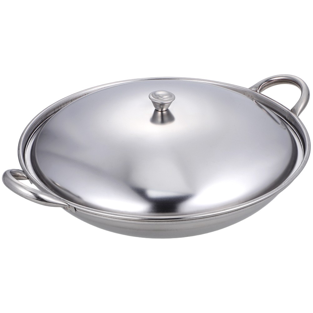 Stainless Steel Cooking Pot Set with Lid Portable Cooking Pan 2pcs
