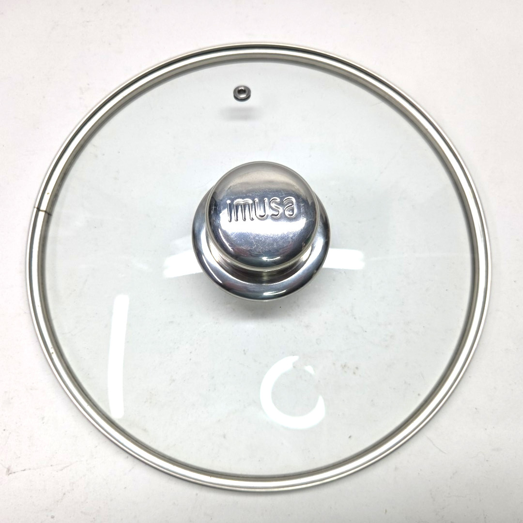 Imusa Round Glass Pot Wok Lid Fits 9.25″ Inside Diameter Pan Stainless