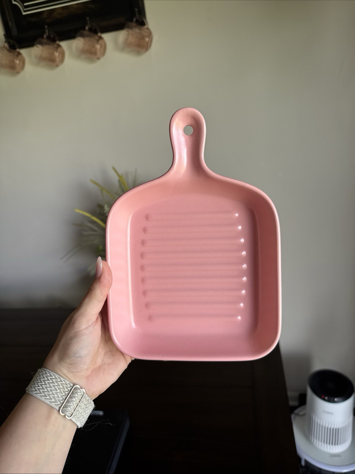 Square Griddle Pan W Handle Lot Oven & Microwave Safe Serve Ware Set Pink Decor