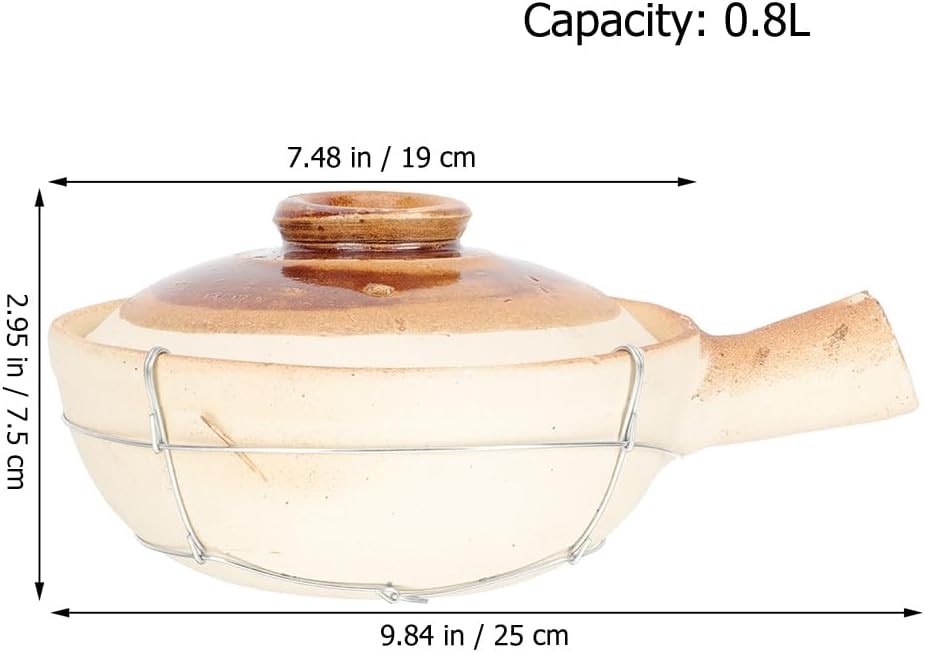 Handheld Pottery Clay Casserole Pot 0.8L Home Cooking Perfect Rice Soup & Stews
