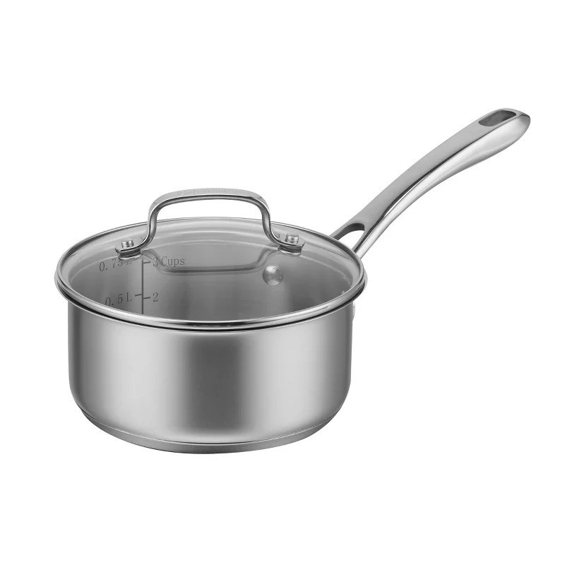 Classic 1qt Stainless Steel Saucepan with Cover Tempered Glass Lid
