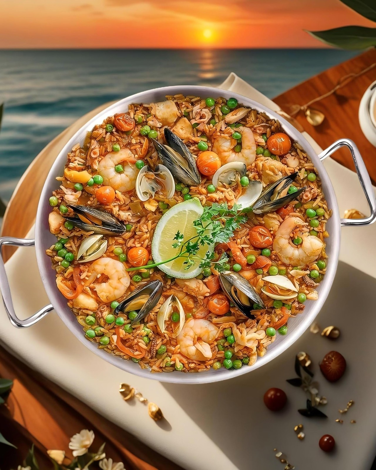 12 Inch Paella Pan, Tri-Ply Stainless Steel Large Spanish Rice 12”, Silver