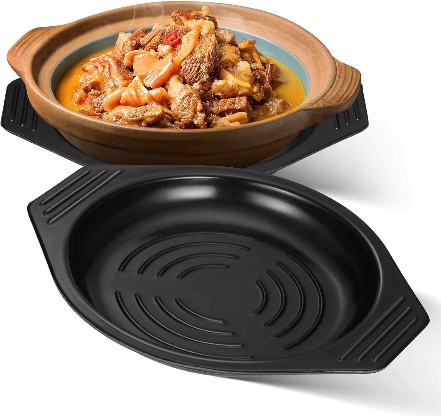 Casserole Tray 2-Pack Heat Resistant Trivet for Hot Pots Korean Stone Pot Mat