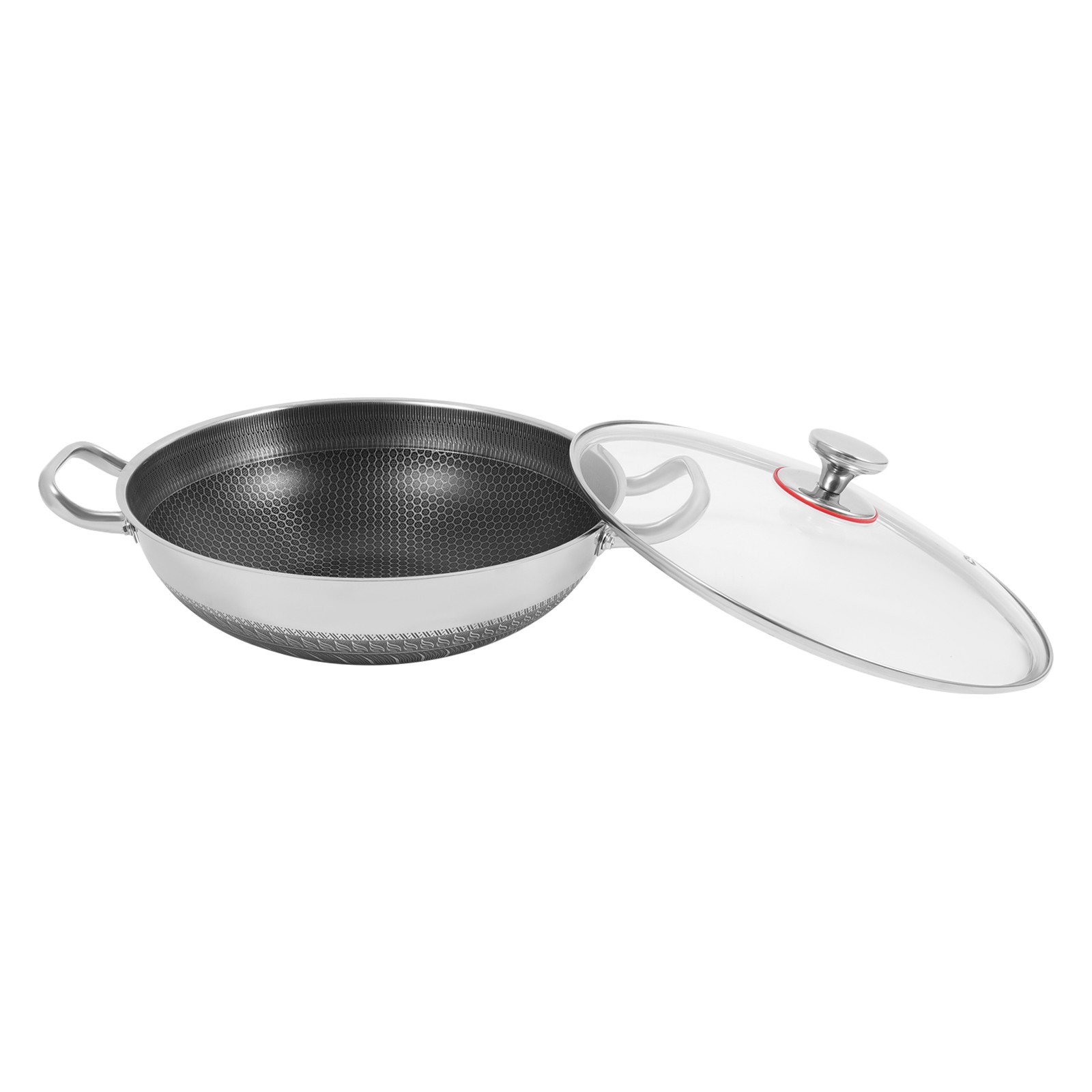 13.19*3.7in Skillet With Lid 14 Inch Non Stick Paella Pan SS Frying/Cooking Pan