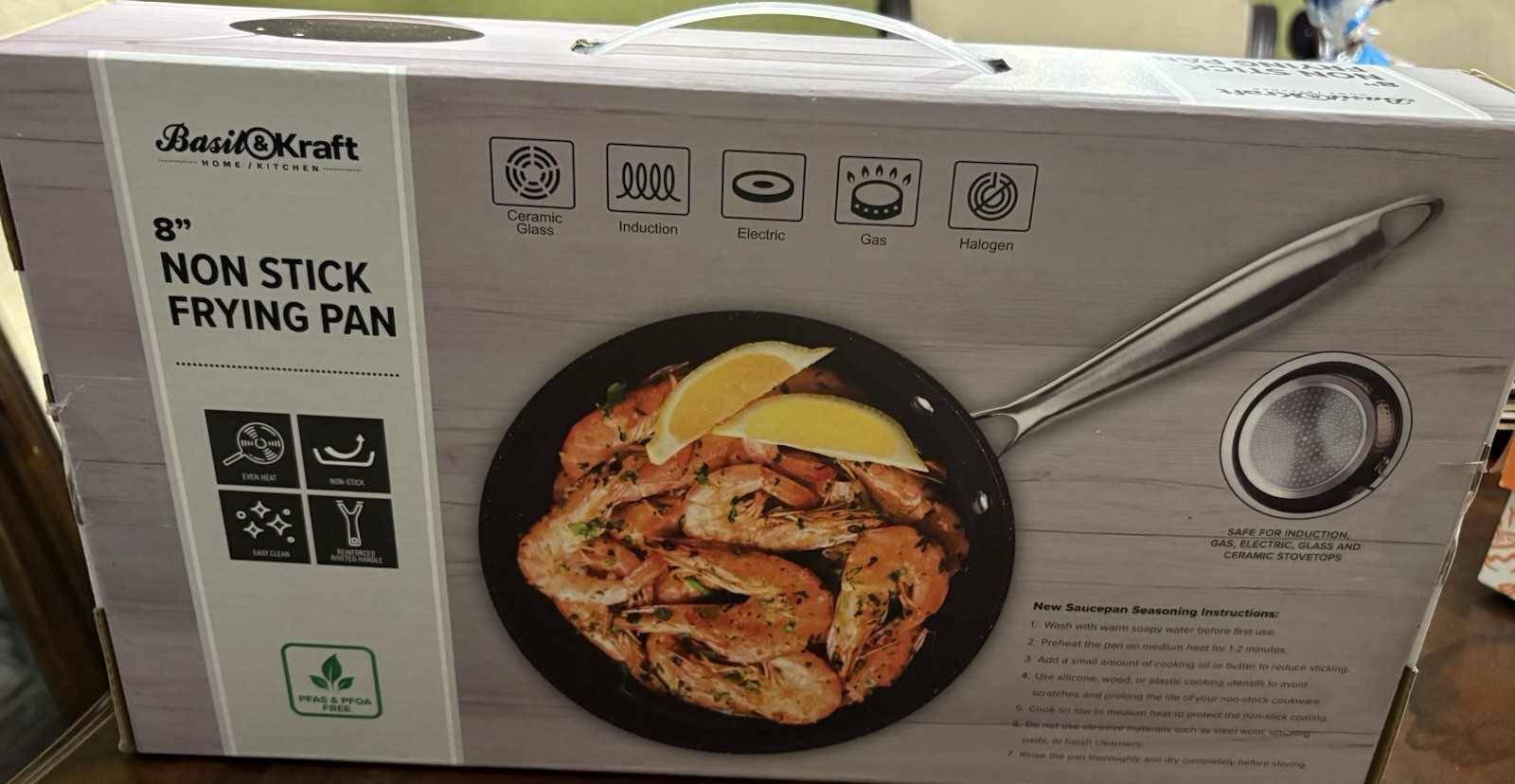 Basil & Kraft 8in Stainless Steel Non-Stick Frying Pan Scratch-Resistant Black
