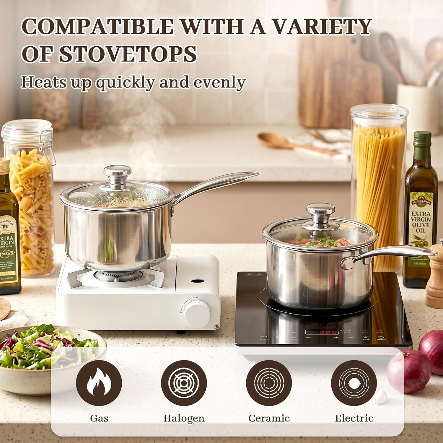Pure No Coating Lightweight Milk Pot Compatible with All Stovetops for