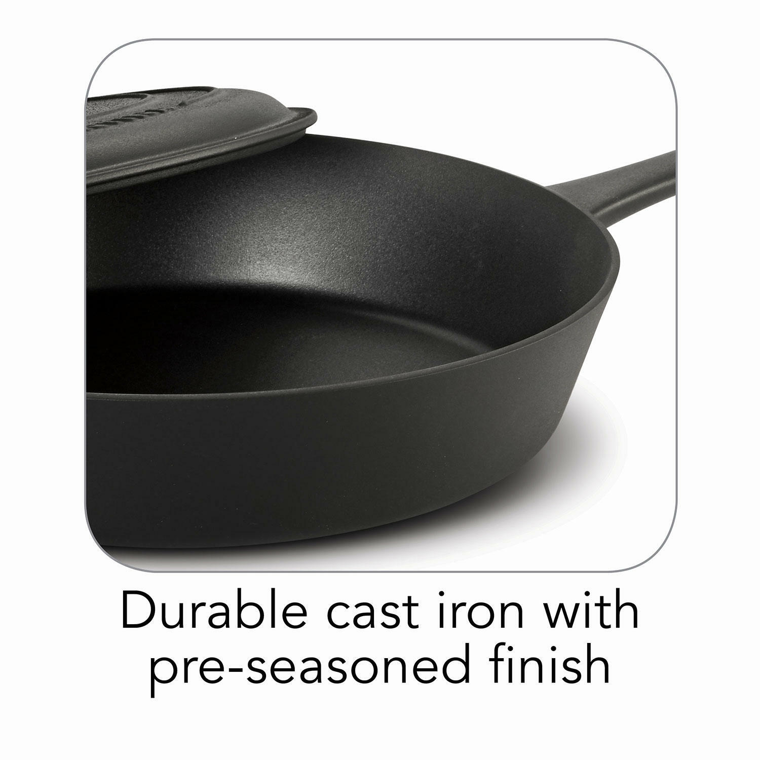 Tramontina 12″.5 Covered Cast Iron Skillet W/ Stainless Steel Knob Lid