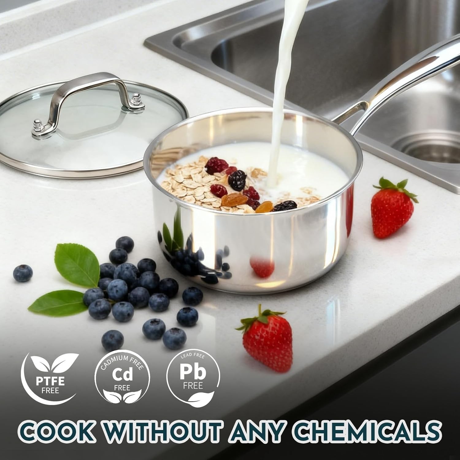 3 Ply Stainless Steel Cookware Set, 10-Pieces Pots and Pans Set, Induction Ki…