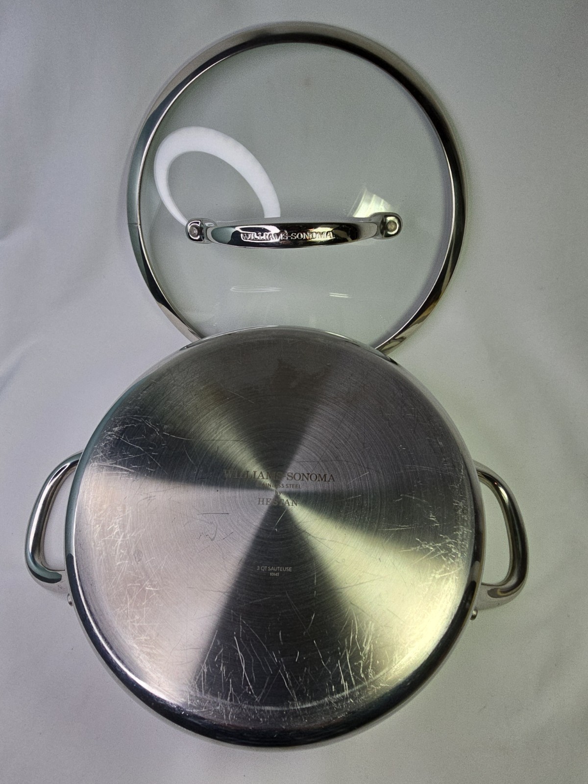 Williams Sonoma Hestan 3 QT Stainless Steel 9.5″ Casserole Pan Pot Italy #1014T