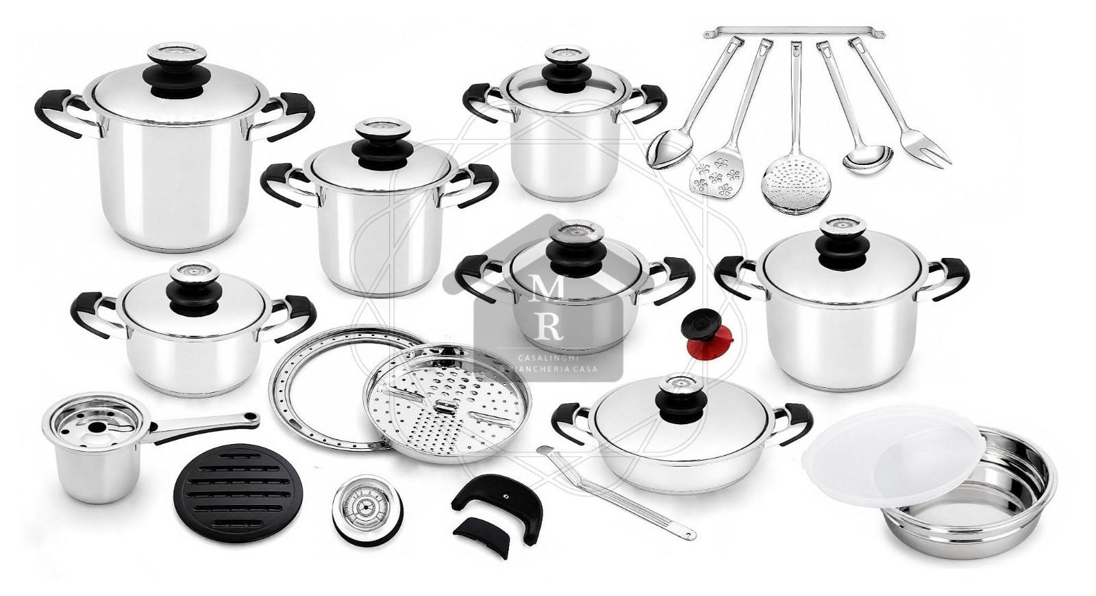 35 Piece MSBavaria 18/10 Stainless Steel Induction Cookware Battery Made in Italy