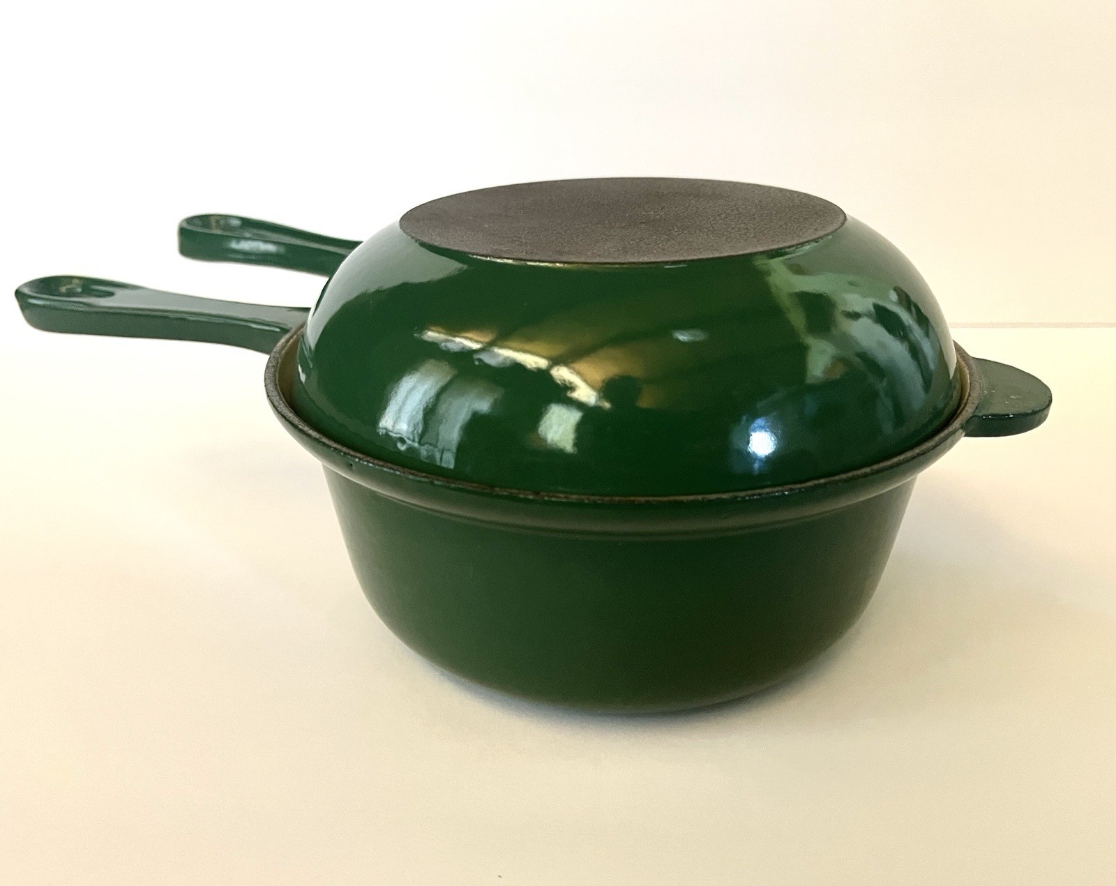 Le Creuset 18 Green Enameled Cast Iron Two in One 2 Qt Saucepan 7″ Skillet/Lid