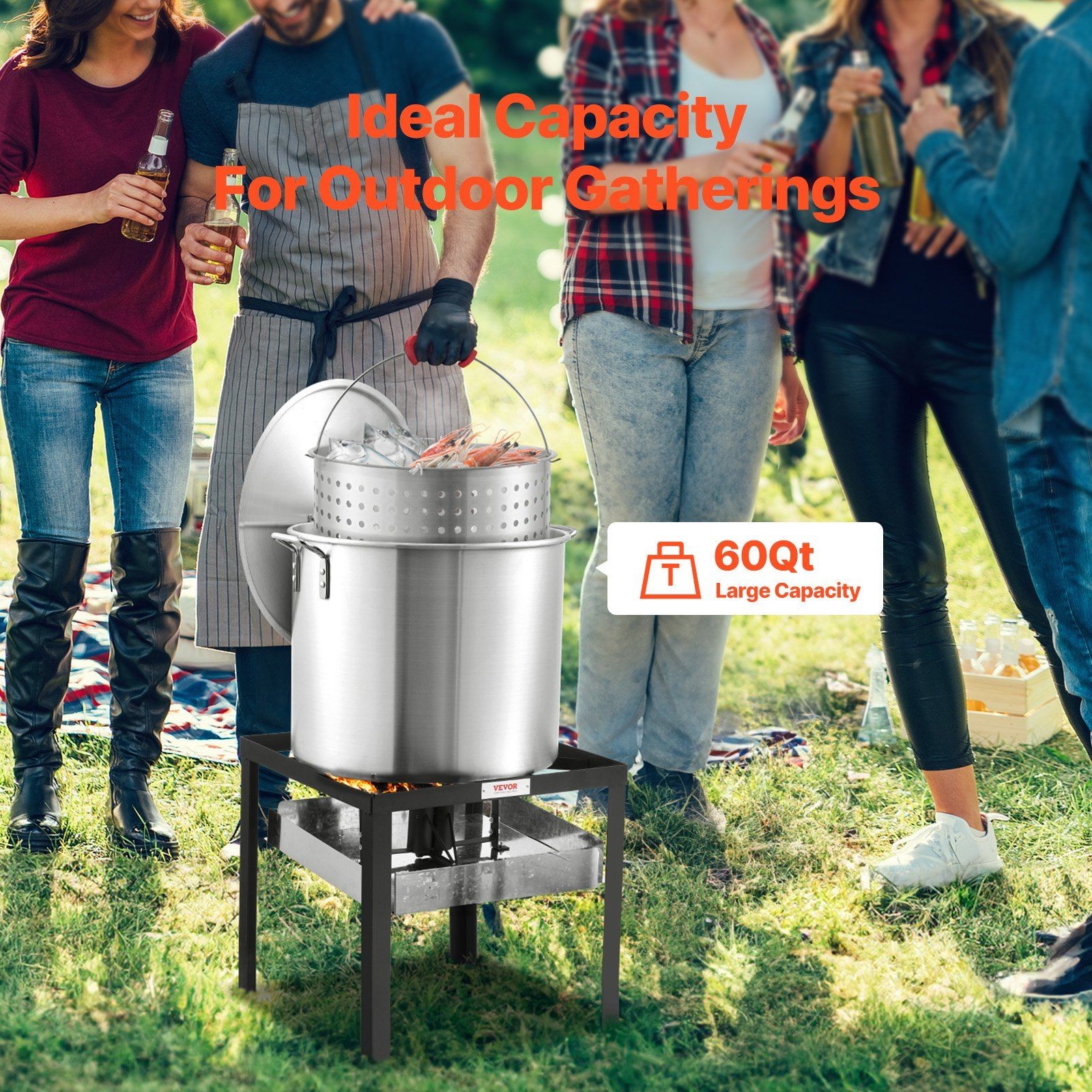 60Qt Seafood Boiling Kit with Oil Filter 100K BTU Outdoor Cooking