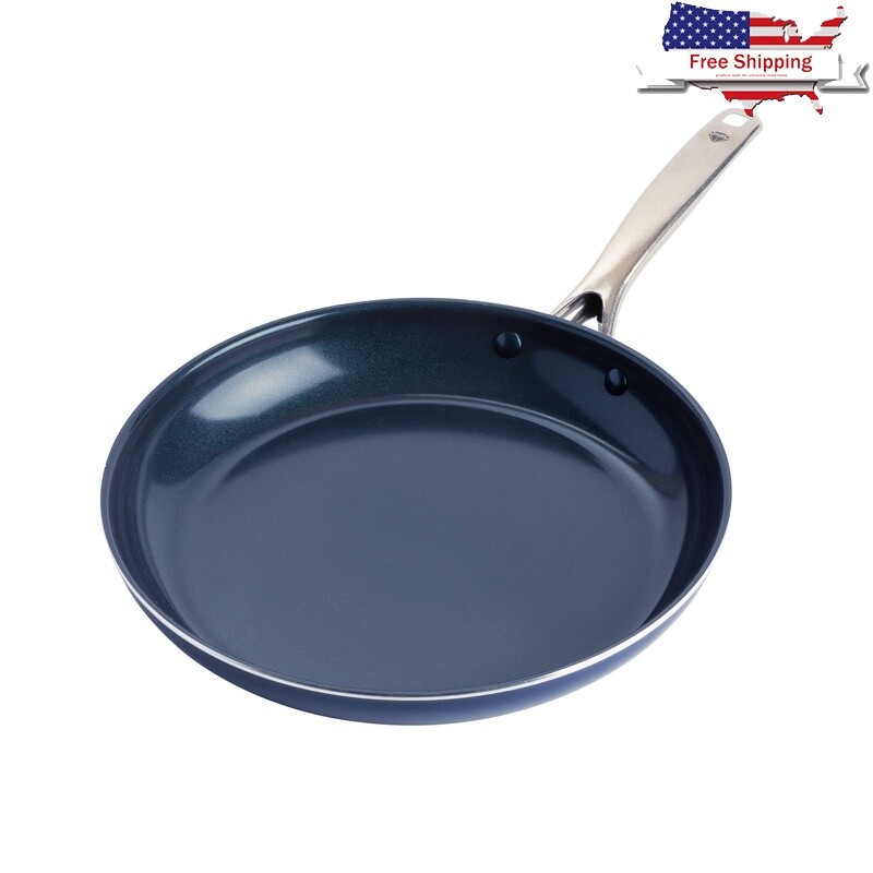 Toxin Free Ceramic Nonstick Skillet Fry Pan 12 Inch Metal Utensil Safe Kitchen