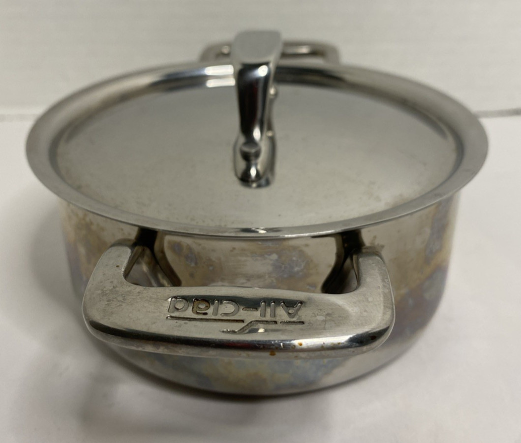 All-Clad Stainless Steel Mini Dutch Oven Cocotte Pot with Lid .5 Qt Heat Stains