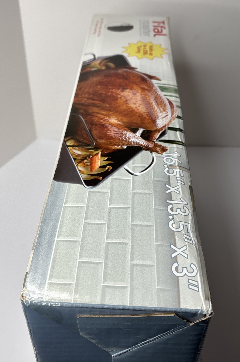 T-fal Roaster Nonstick Inside & Out 16.5″x13.5″x3″ Turkey Roaster w/Rack New
