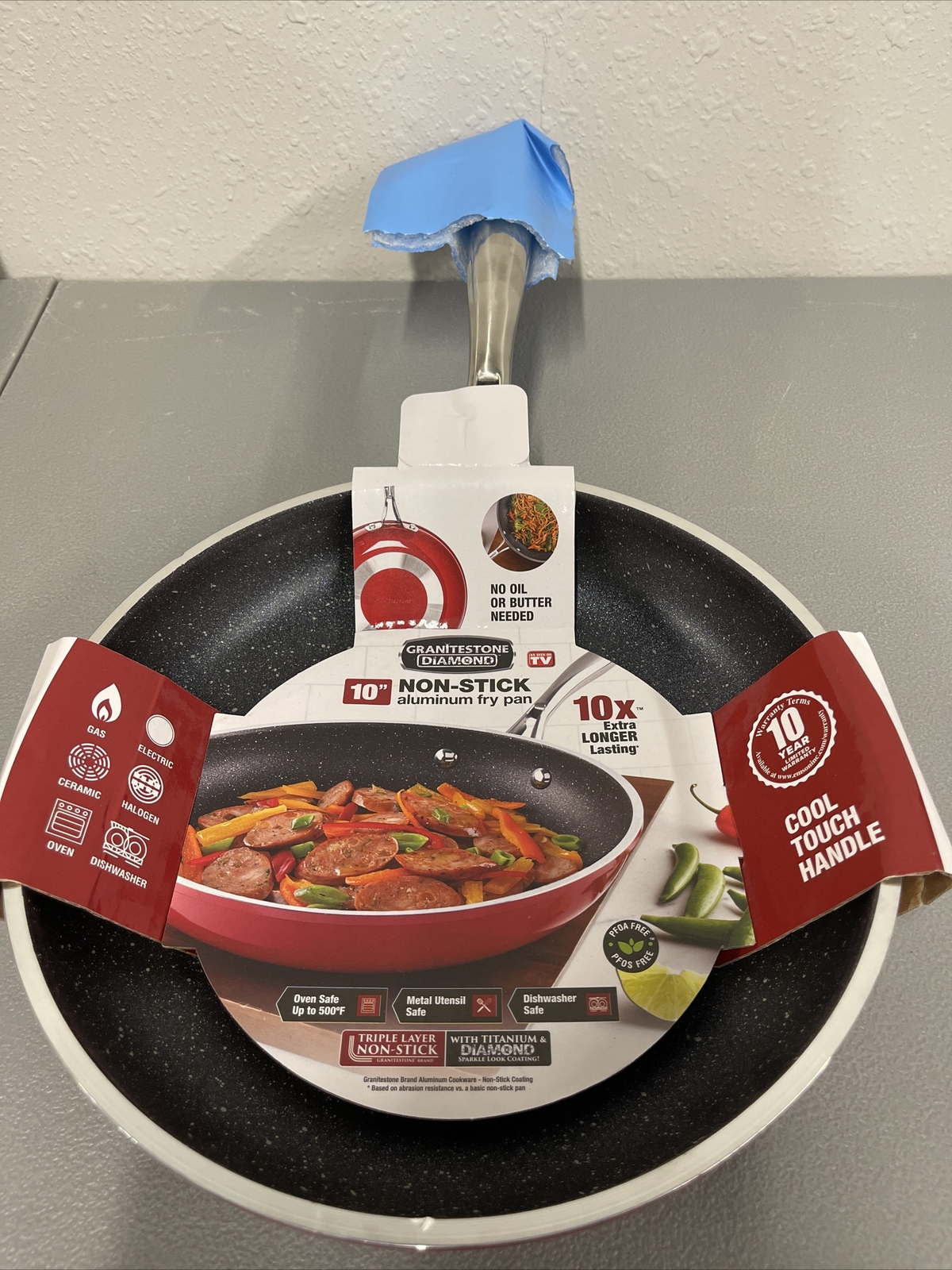 Granite stone Diamond 10” Non-stick Aluminum Fry Pan Red