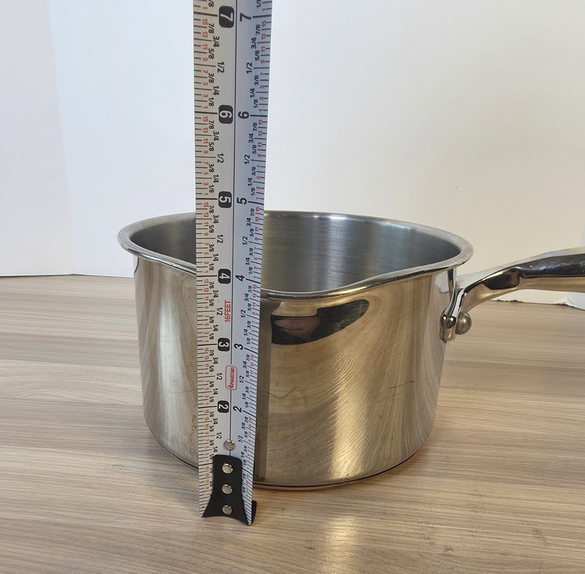 Emeril 2 Qt Sauce Pan Pot Single Pour Spout Stainless Steel Copper Base NO lid